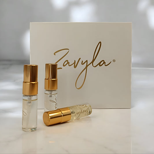 Discovery Set di Zavyla, selezione luxury di mini profumi artistici romani, perfetta per esplorare fragranze esclusive del brand